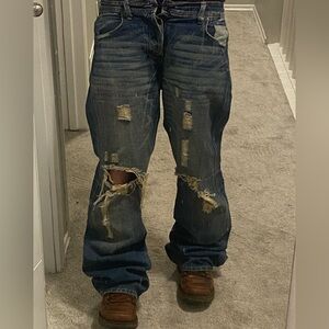 Men's Distressed Blue Jeans